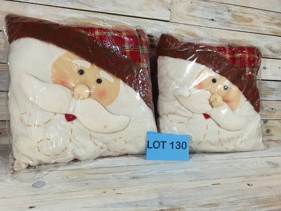 2 x 3D Luxury Santas Face Cushions, 35cm x 35cm Rrp £29.99