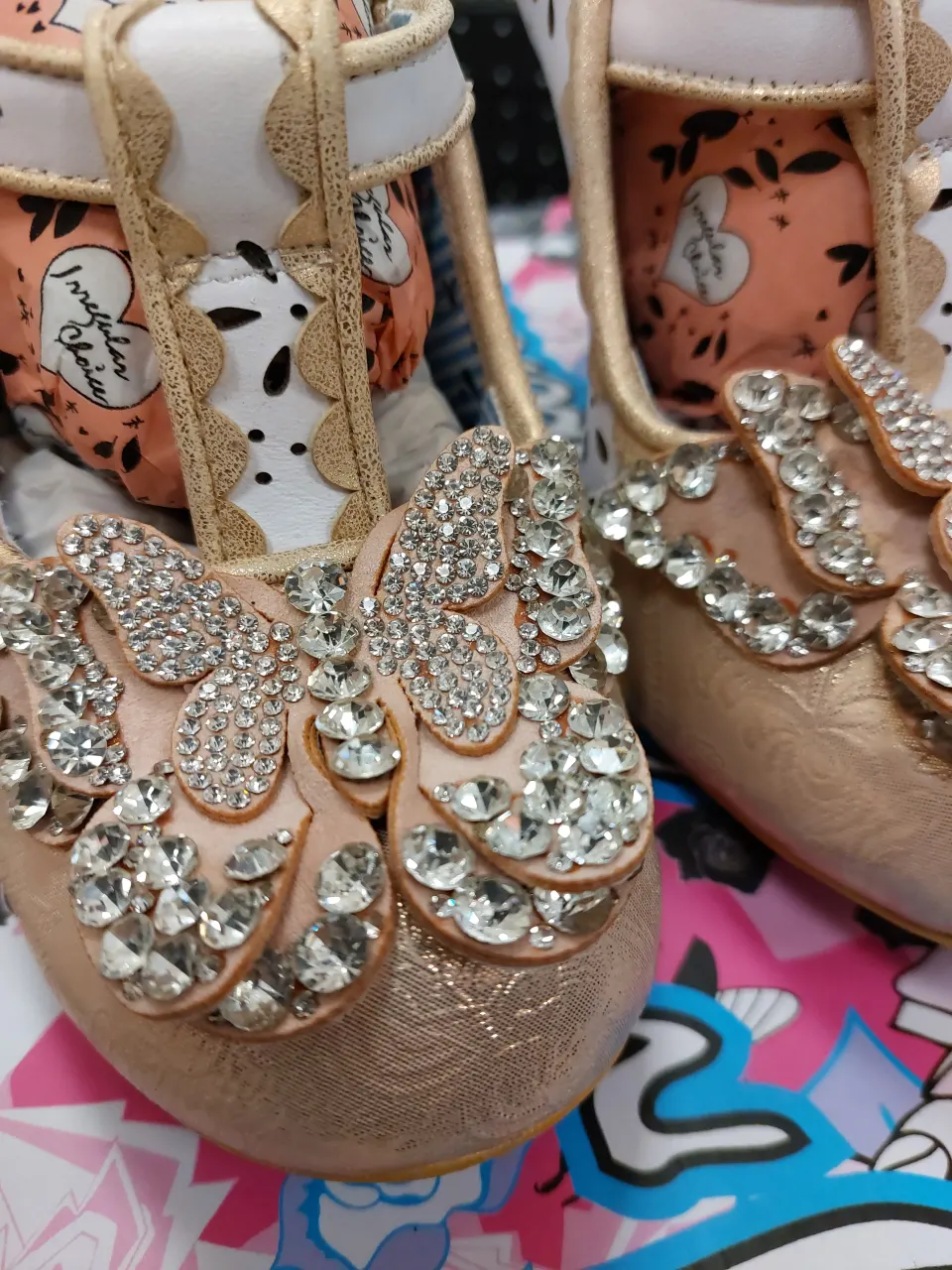 Irregular Choice shoes.  Papillon gold size 39