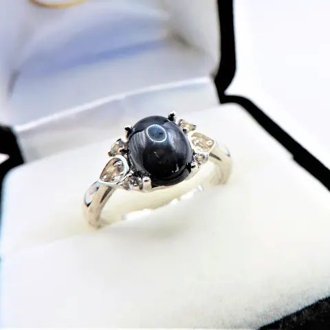 Cabochon Sapphire Ring Sterling Silver New with Gift Pouch