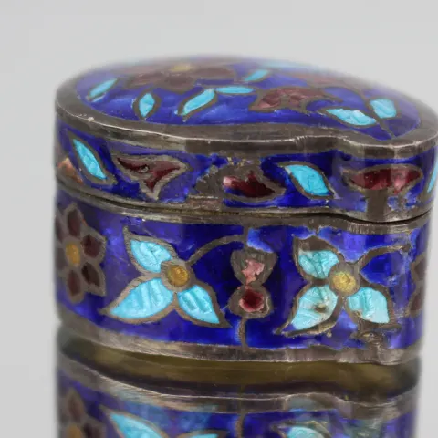 Fine Cloisonne Enamel Silver Pill Box
