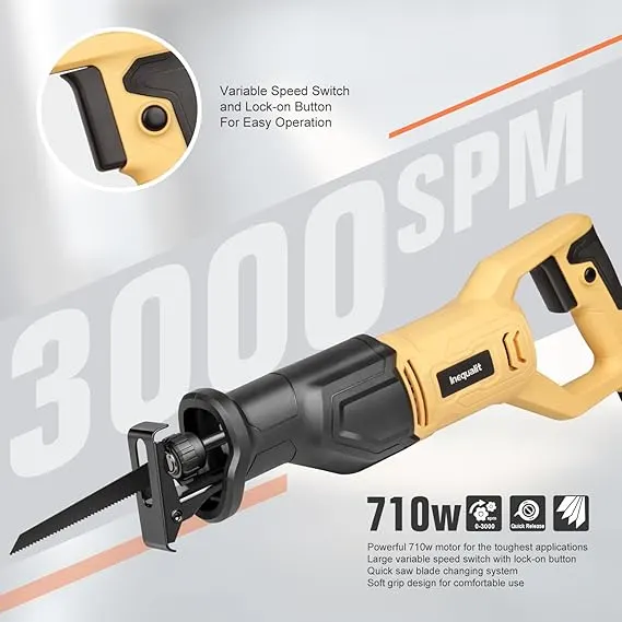 Reciprocating Saw,710W/3000SPM Variable Speed