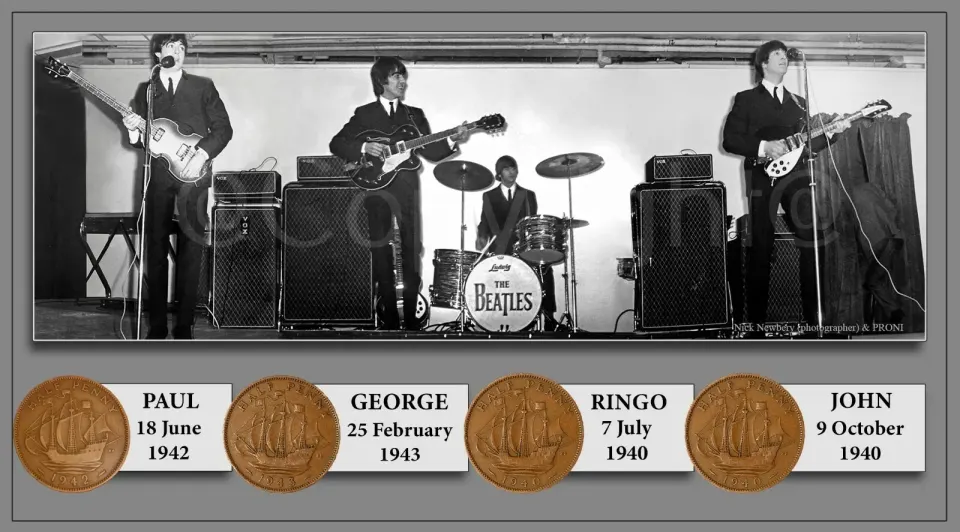 The Beatles Unique Original Birth Years "The Fab Four" Coin Metal Coin Gift Set