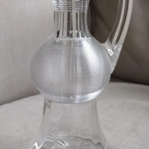 Fine Edwardian Crystal Brandy Carafe with Match Strike Body