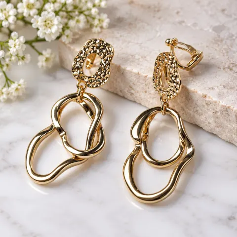 Gold-Tone Abstract Drop Clip-On Earrings