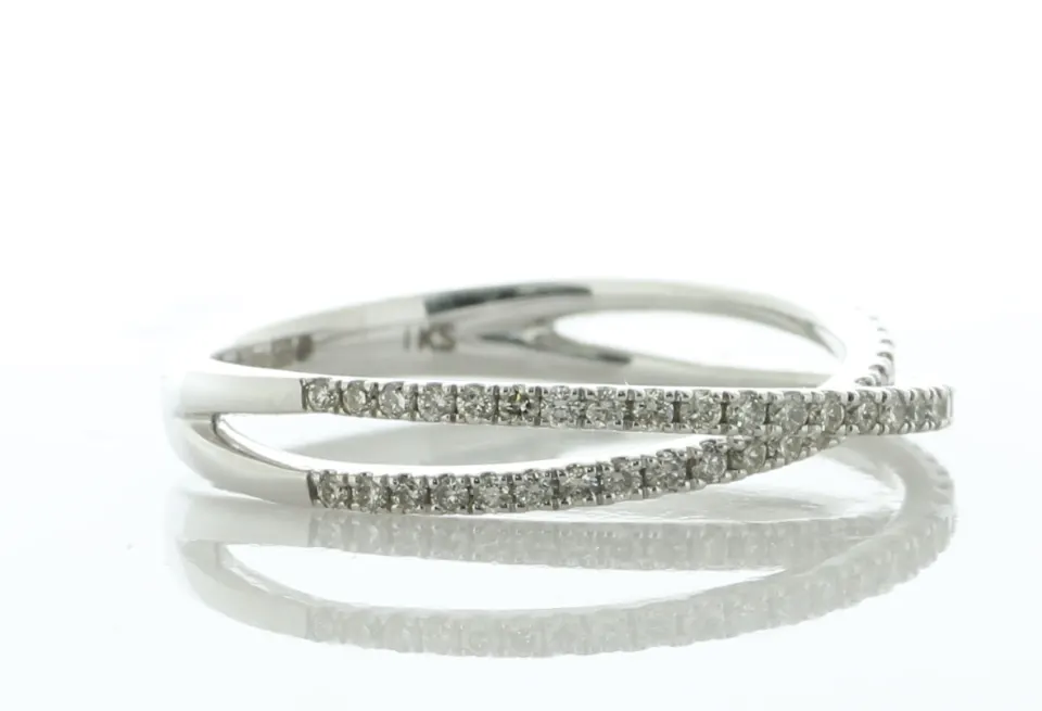 14ct White Gold 'X' Crossover Diamond Ring 0.33 Carats