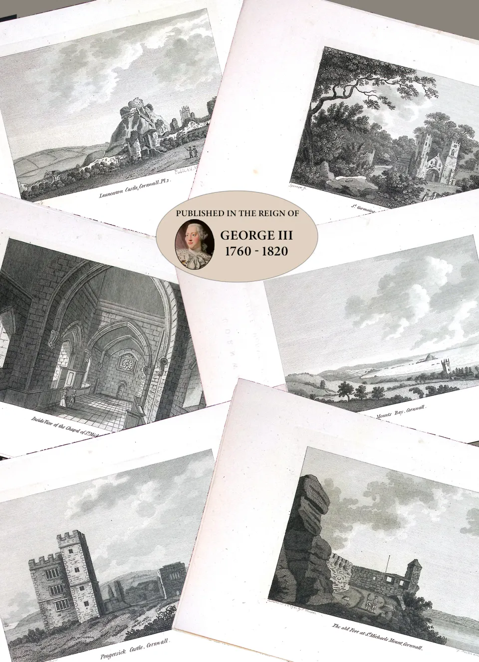 Set Of 6 Cornwall  Francis Grose Antique 230+ Years Old Copper Engravings-2.
