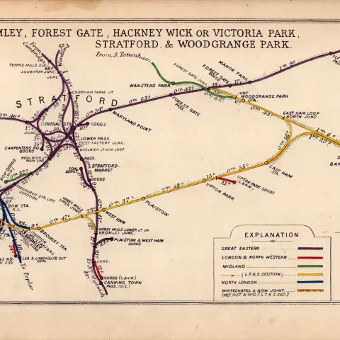 Bow, Hackney, Stratford, London Antique Railway Junction Diagram-98.