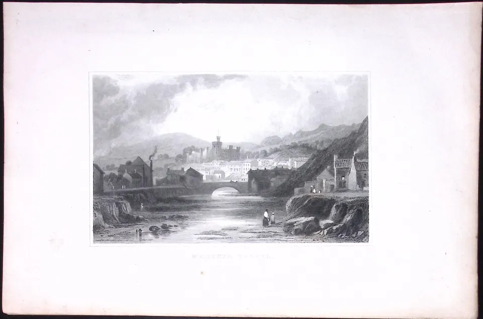 Wales-Merthyr Tydvil Town Antique 166-Year-Old  Steel Engraving-6