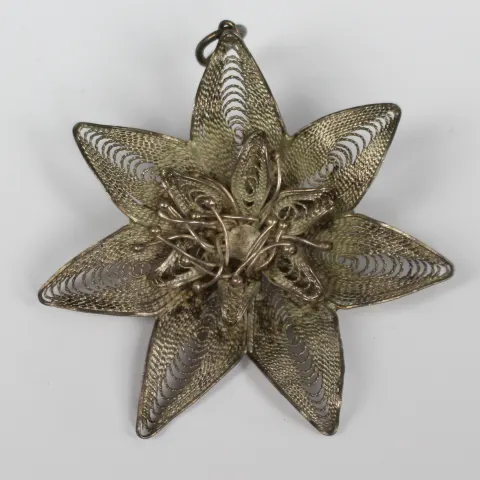 Vintage Silver Filigree Flower Brooch / Pendant, c.1950s