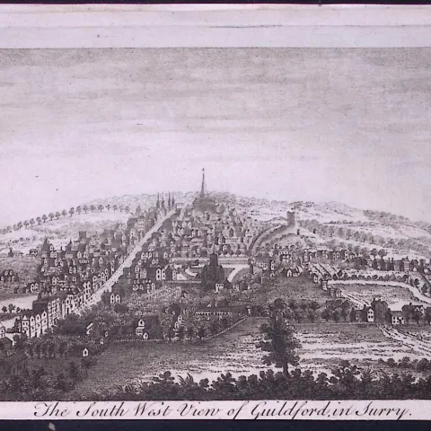 Surrey Guildford Town Rare 1776 Georgian Copper Plate Antique Engraving -78
