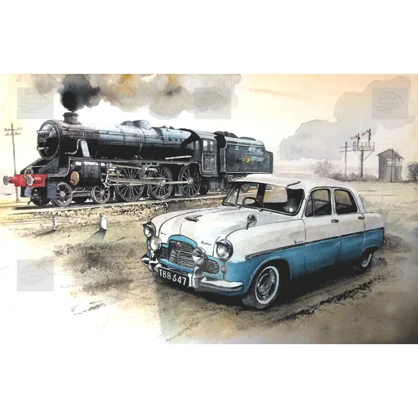 Classic Steam Train "Black Steiner Five" Metal Wall Art