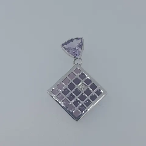 Nicole Barr Silver Enamelled Pendant Set With Amethyst