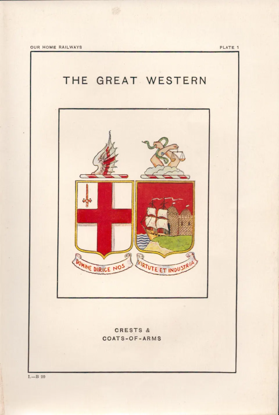 Great Western Railway Crest & Coat of Arms Antique Book Plate.
