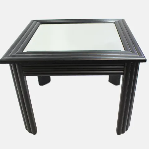 Mirror Topped Ebonized Side Table
