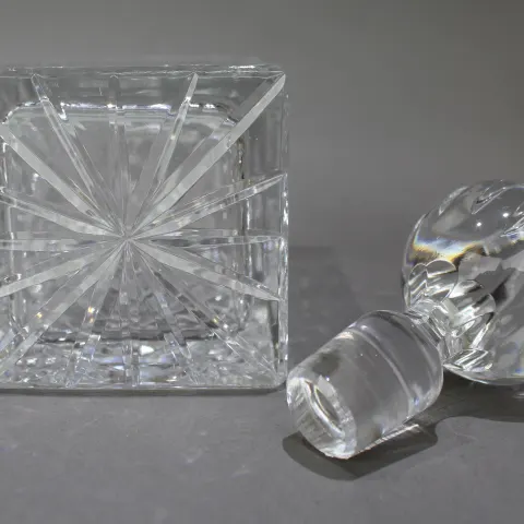 Vintage Zawiercie Polish Crystal Square Shaped Spirit Decanter