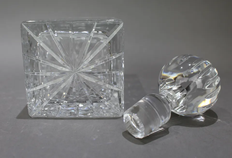 Vintage Zawiercie Polish Crystal Square Shaped Spirit Decanter