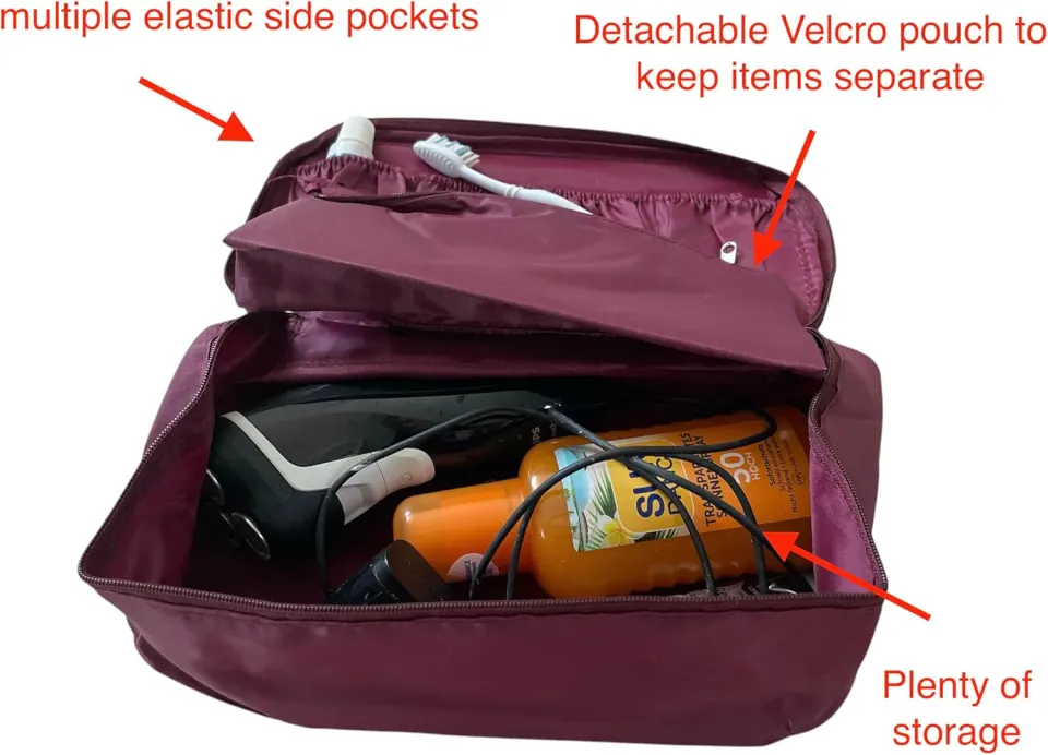 5 x Toiletry Bag Lightweight Washable for Men and Women (Pink) L4a