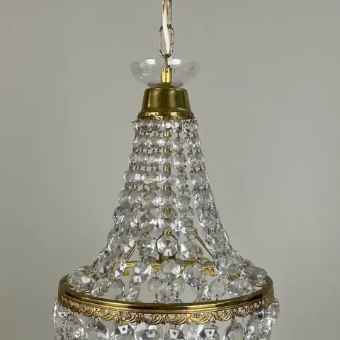 Vintage Baguette-Style Crystal Pendant Chandelier