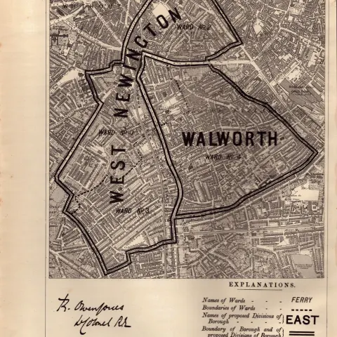 Antique 139 Years-Old Scarce Map Newington London Boundary Changes 1885.