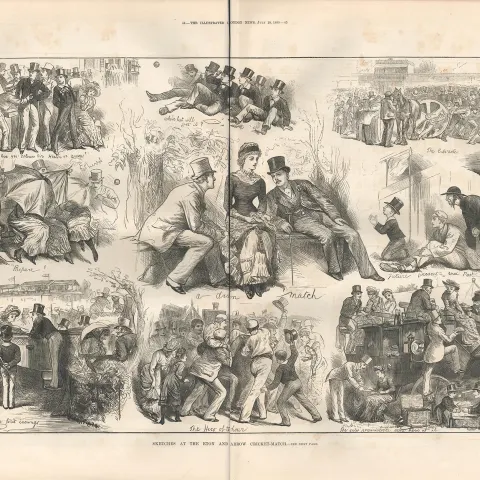 Eton And Harrow Cricket Match 1880 Antique Newspaper