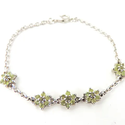  925 Silver Green Garnet Gemstone Bracelet 'New'