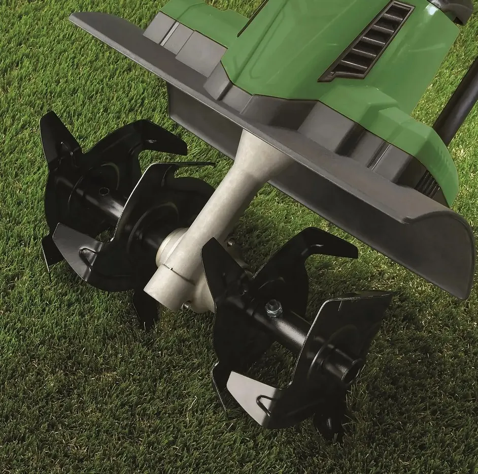 (124/Mez/1C) RRP £119. Powerbase 36cm 1050W Electric Rotavator Tiller, 36cm Working Width, 18cm Wor