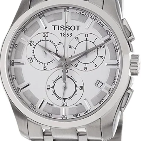 Tissot Men's Couturier 41Mm Steel Bracelet & Case Quartz White Dial Chrono Watch T035.617.11.031.00