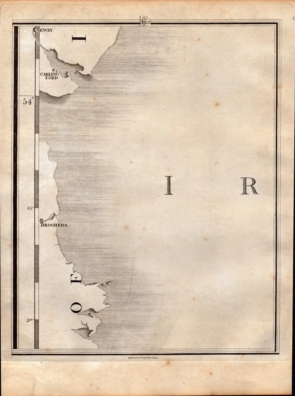 Ireland Newry, Carlingford Drogheda John Cary’s Antique George III 1794 Map.
