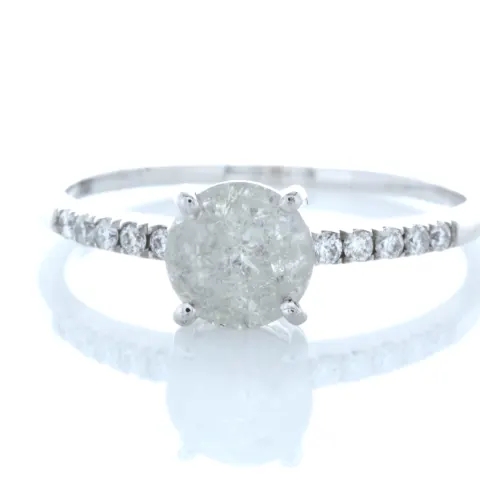 18ct White Gold Single Stone Prong Set With Stone Set Shoulders Diamond Ring (0.94) 1.04 Carats