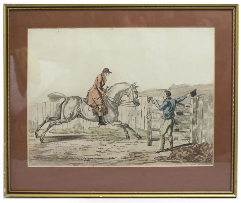 Pair of Antique Hunting Prints