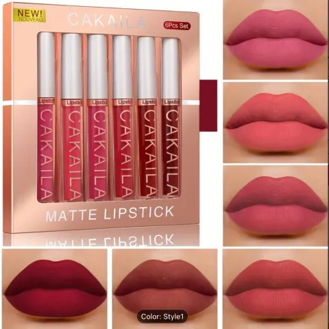 6pcs Waterproof Liquid Lipstick Set, long Lasting