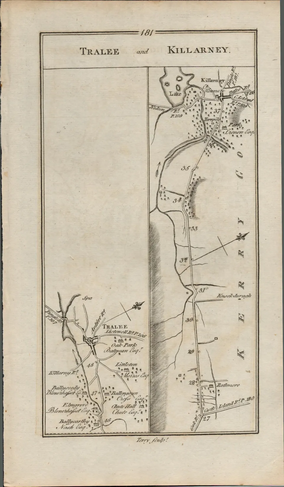 Taylor & Skinner 1777 Ireland Road Map Killarney Mallow Rathmore Etc.