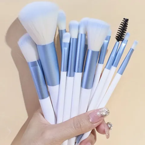 12-Piece Professional Makeup Brush Set with 2 Powder Puffs – Complete Beauty Tool Kit