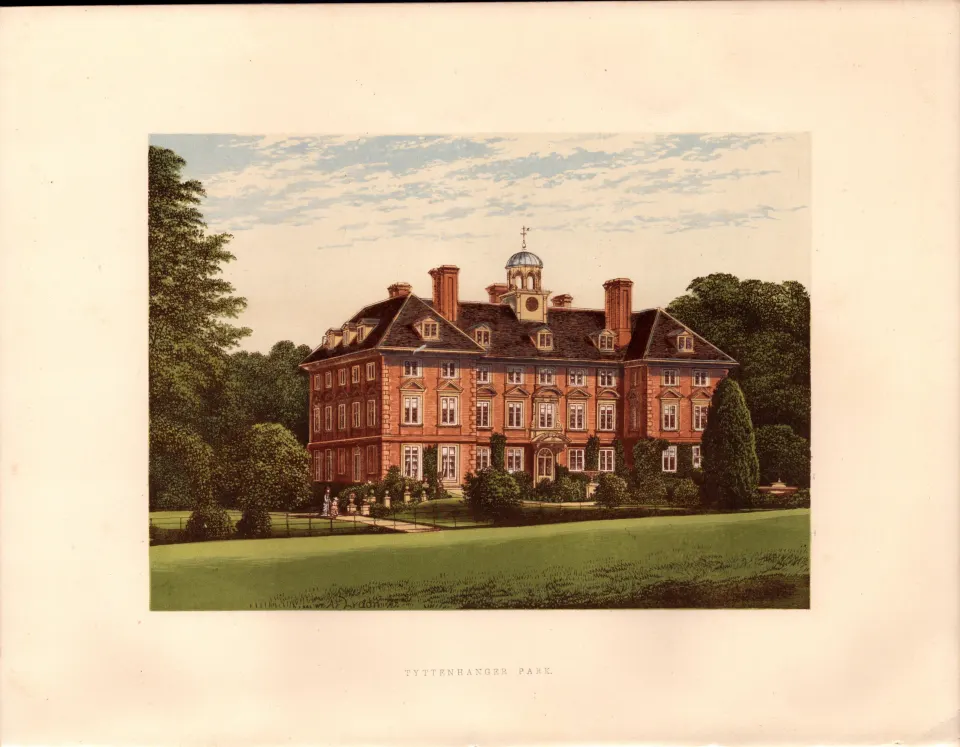 Tyttehanger Park London Gilt-Edge Coloured Antique Book Plate.