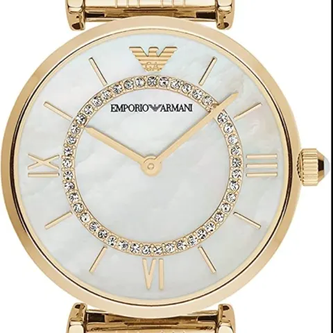 Emporio Armani AR1907 Ladies Mother Of Pearl Dial Gold Tone Bracelet Quartz Watch