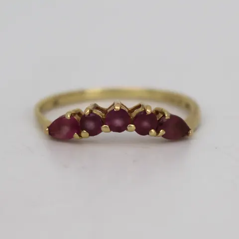 Vintage 5 Stone Amethyst 9ct Gold Ring