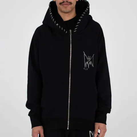MJB Marc Jaques Burton Black Zip Double Hoodie Bat, Online Price £375, Size XXL Sold Out