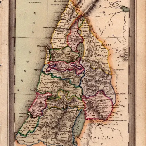 Canaan Land of Promise Antique Detailed Biblical William IV Map.