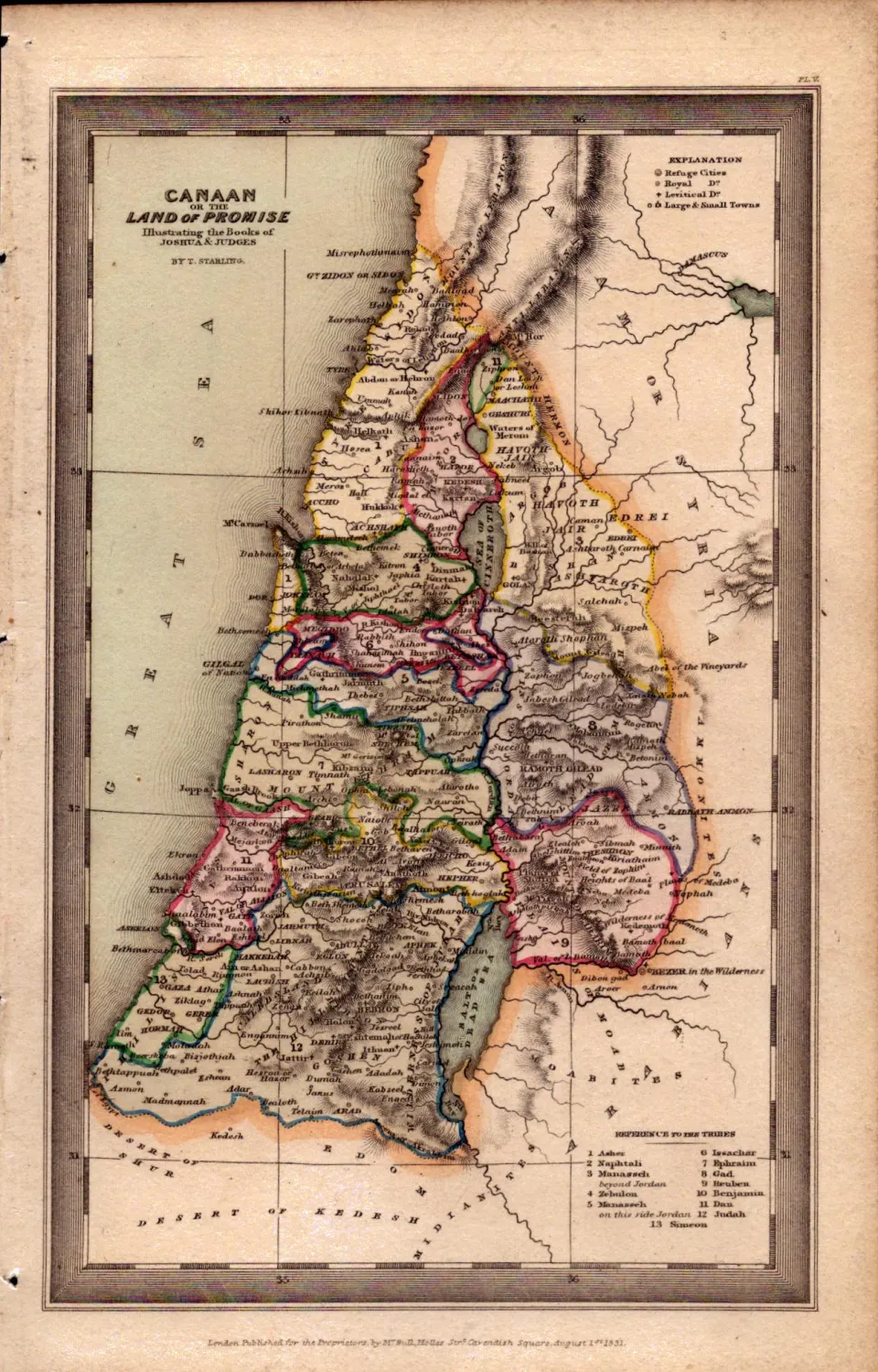 Canaan Land of Promise Antique Detailed Biblical William IV Map.