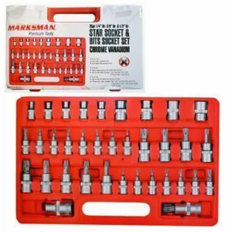 35pc 1/4" Star Socket andBit Set Chrome Vanadium Extension Bar