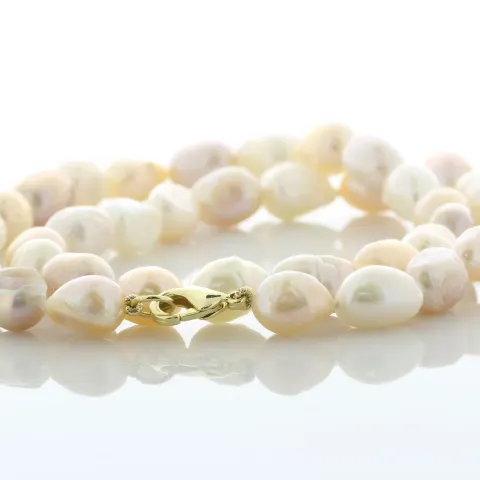 18 Inch Freshwater Baroque Shaped Cultured 8.0 - 8.5mm Pearl Necklace With Gold Plated Clasp