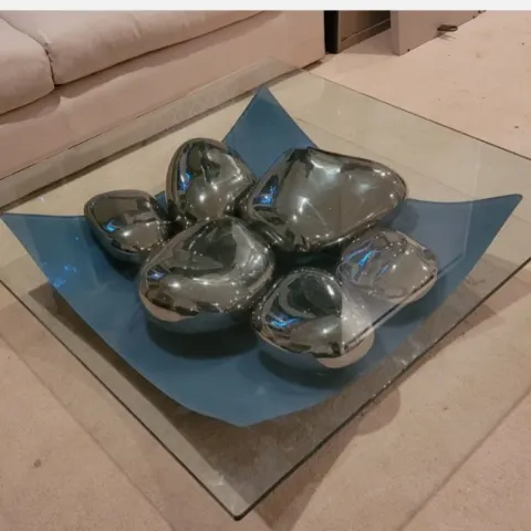 Reflex Angelo Vela All Glass Coffee Table with 6 Visionnaire ceramic stones.