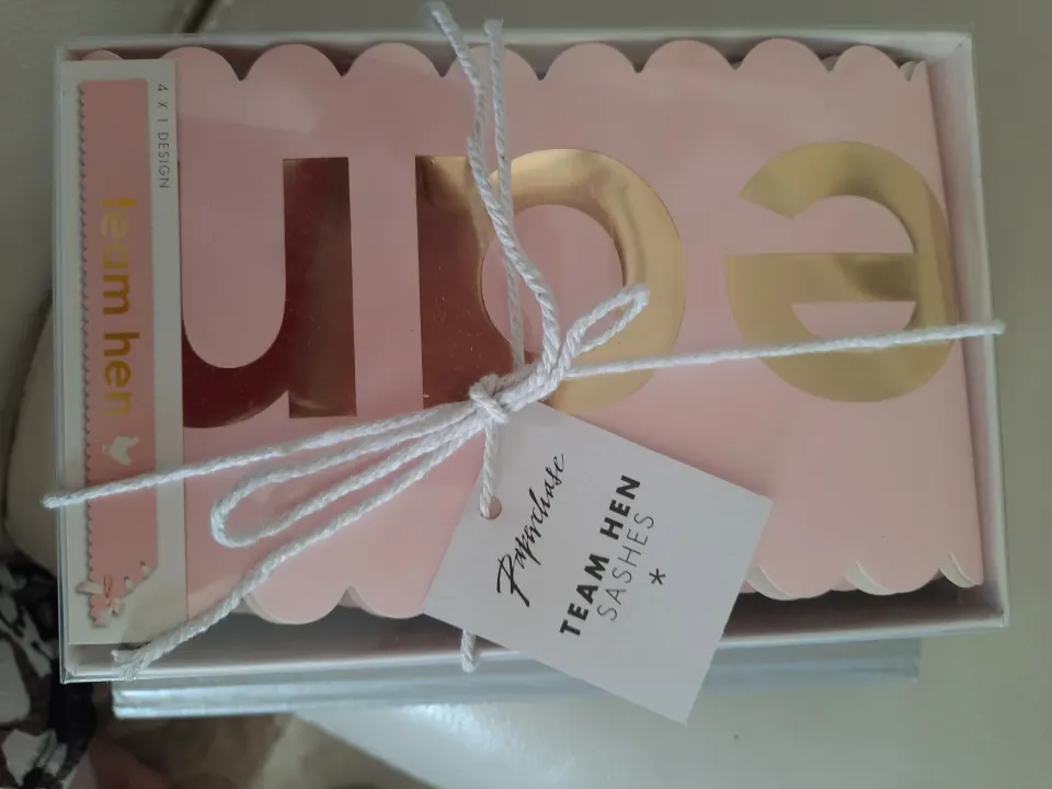 Hen party sashes.  Team Hen from Paperchase.  12 packs RRP £100 approx
