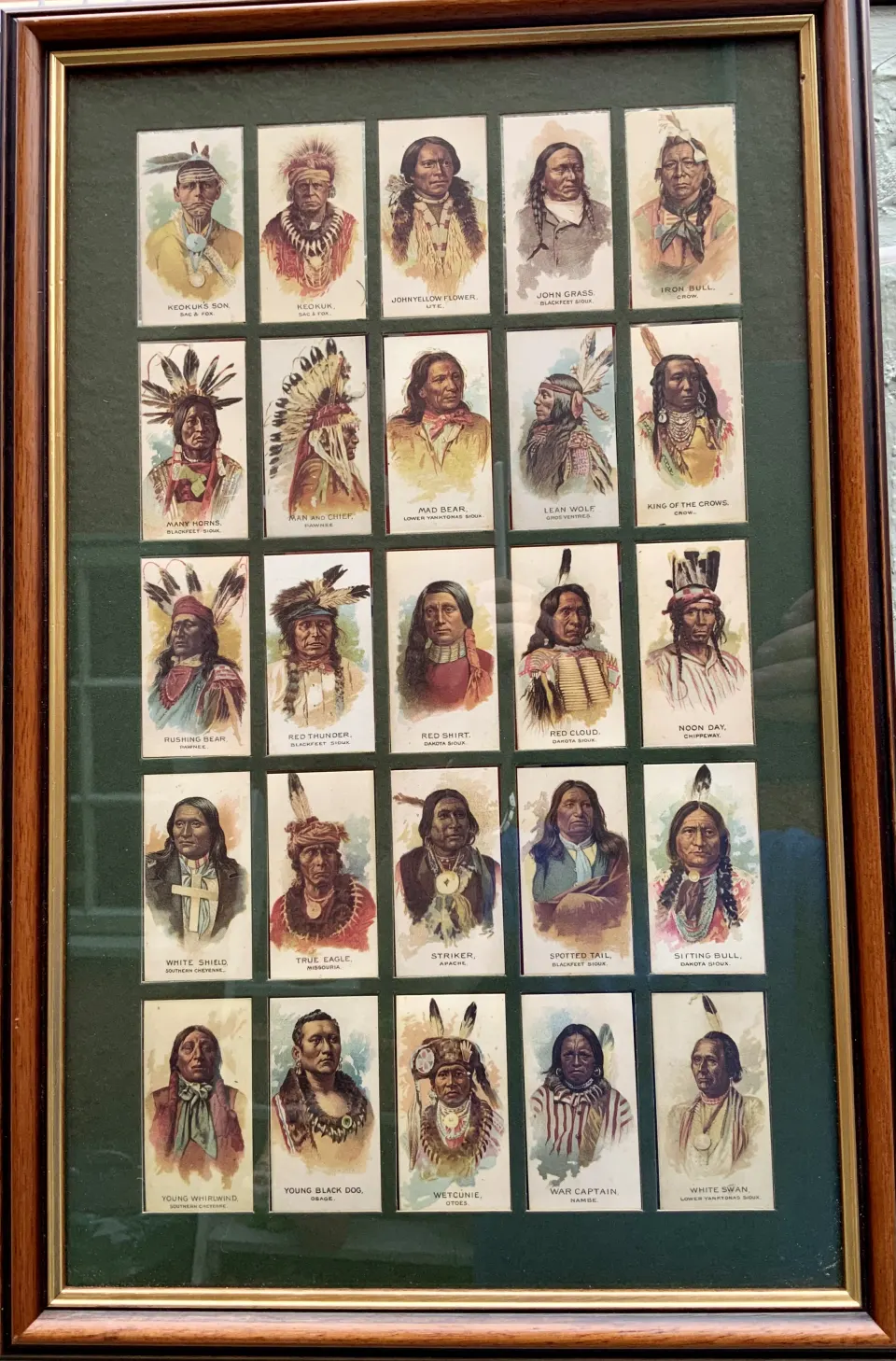 Professionally Framed Allen & Ginter American Indian Chiefs Tobacco 1888 Cards Sitting Bull