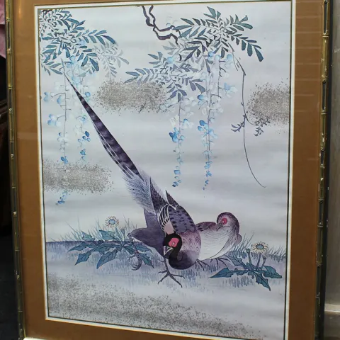 Print of Oriental Style Game Birds Set in Frame