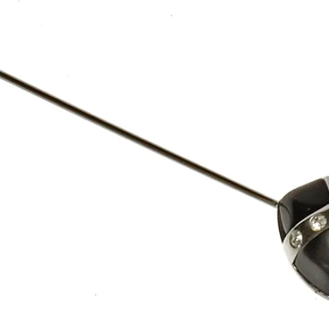 Onyx and Crystal Heart Stick Pin - Unboxed x 5