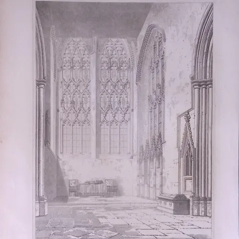 Dorchester Church Oxfordshire 190 Years-Old John Britton Antique Steel Engraving-222