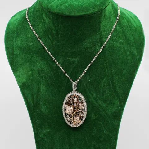 Diamond & 14ct Gold Oval Locket on Chain