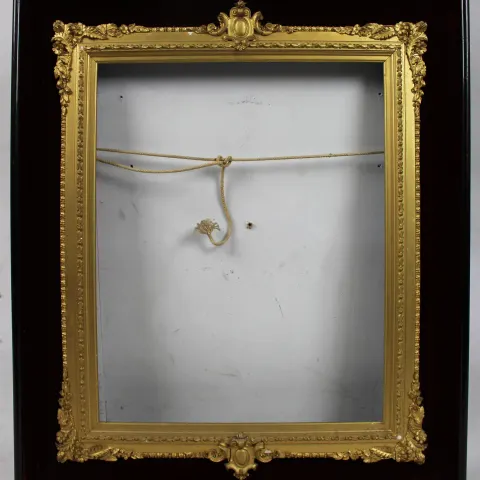 Antique Gilt & Velvet Ebonized Picture Frame