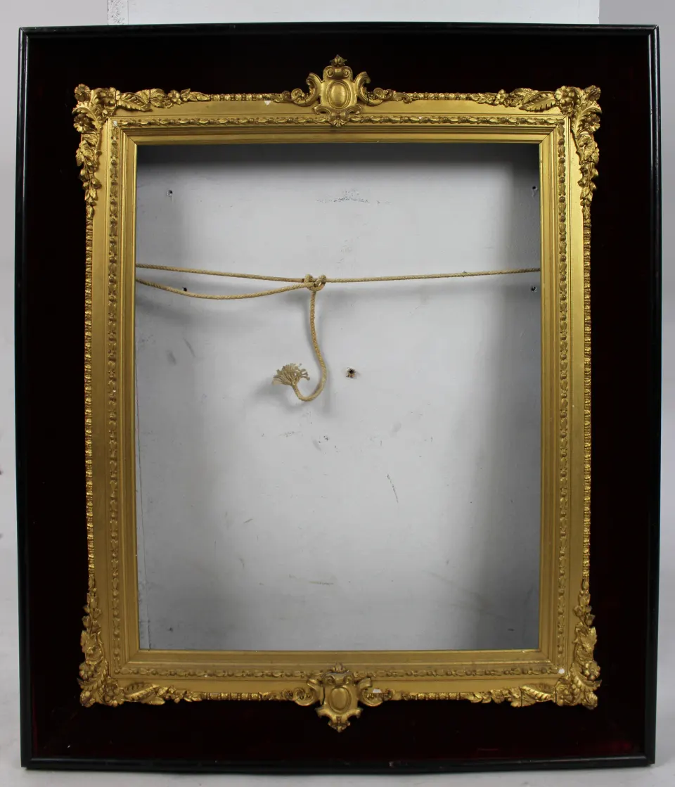 Antique Gilt & Velvet Ebonized Picture Frame